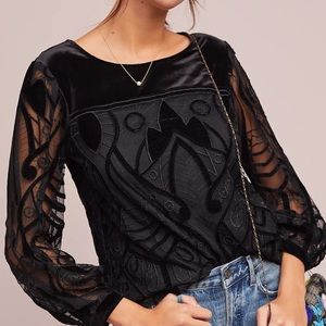 EVA FRANCO Velvet Sheer Top